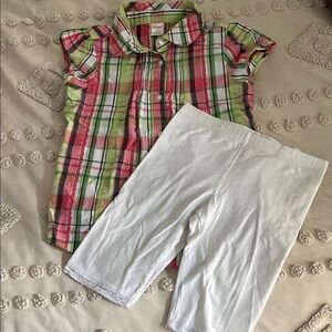 Gymboree Plaid Button Down Shirt - Green, Pink, White set